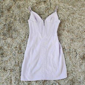 ZARA Bodycon Structured Cut Out V-Neck Mini Dress Lavender Purple Size XS
